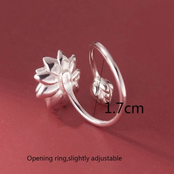 Elegant Lotus Flower Adjustable Wrap Cutout Ring- Stainless Steel - Picture 6 of 8